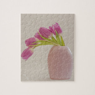 Puzzle Tulipanes rosados y encaje