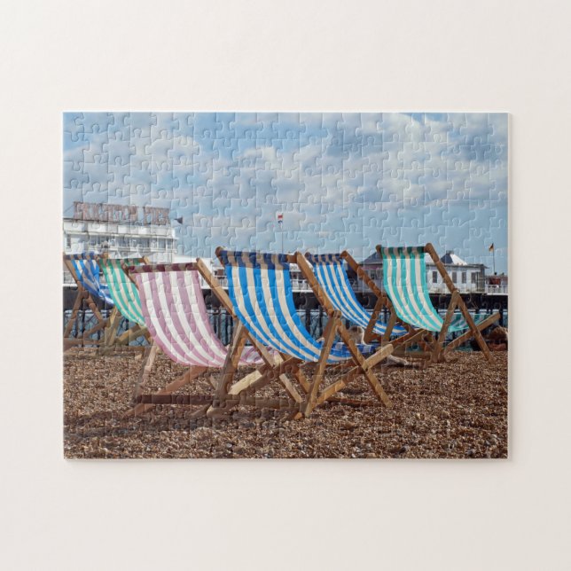Puzzle Tumbonas en la playa de Brighton. (Horizontal)