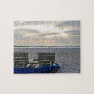 Puzzle Tumbonas en la playa de San Pedro al atardecer.