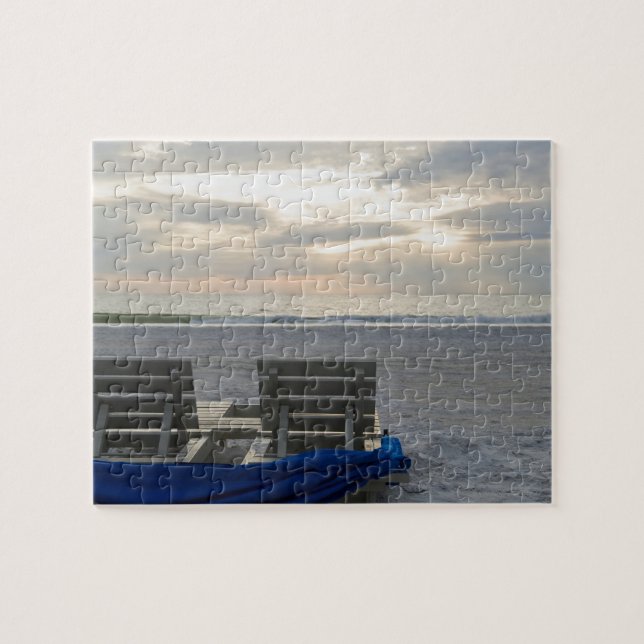 Puzzle Tumbonas en la playa de San Pedro al atardecer. (Horizontal)