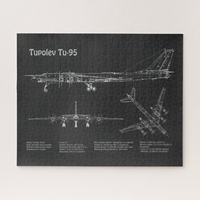 Puzzle Tupolev Tu-95 - Planes Blueprint del avión PD (Horizontal)