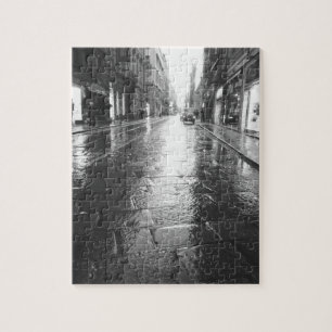 Puzzle Turín Italia, calle mojada de noche