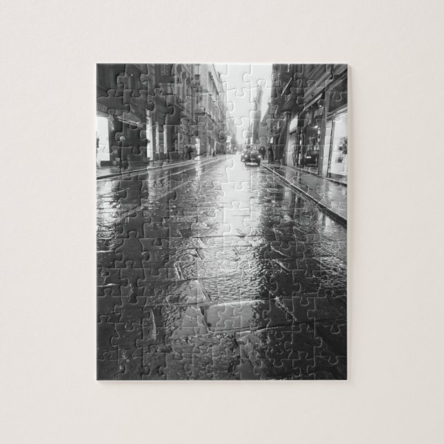 Puzzle Turín Italia, calle mojada de noche (Vertical)