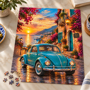 Puzzle Turquesa Escarabajo Vintage Atardecer Mediterráneo