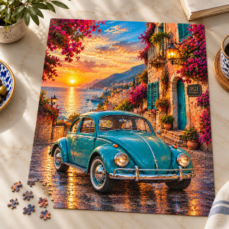 Puzzle Turquesa Escarabajo Vintage Atardecer Mediterráneo