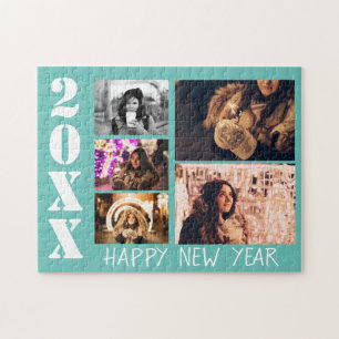 Puzzle Turquesa Feliz Año Nuevo 2023 5 Collage de fotos