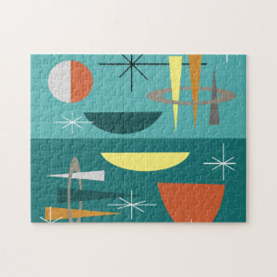 Puzzle Turquoise Mid Century Moderno
