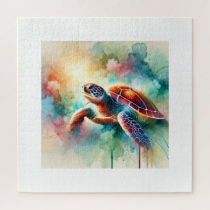 Puzzle Turtle in a Vibrant Oasis 310824AREF144 - Watercol