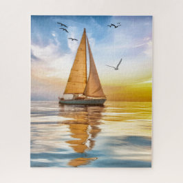 Puzzle Twilight Sailboat and Seagulls Nautical