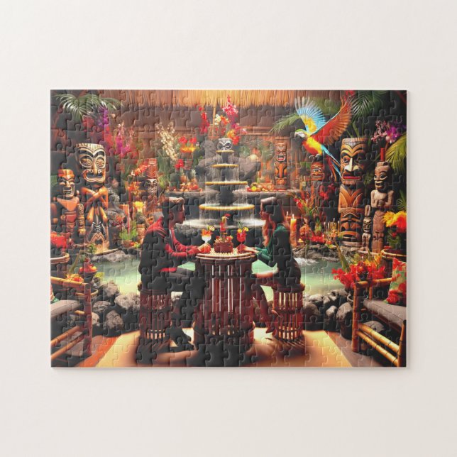 Puzzle Twilight Tiki Bar Intimate Jungle Scene (Horizontal)