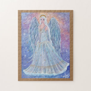 Puzzle Twinkling angel holiday art by Renee Lavoie