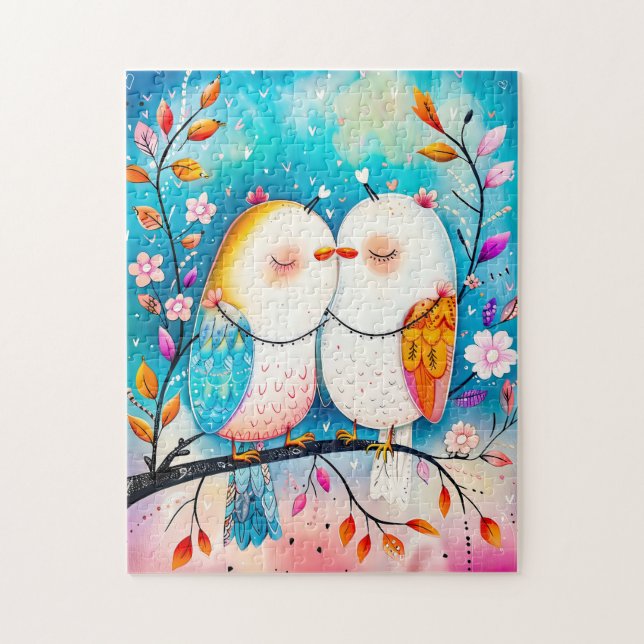 Puzzle Two Birds in Love on a Branch (Vertical)