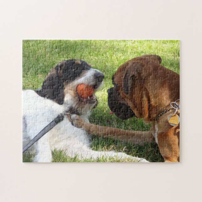 Puzzle two dogs at play (Horizontal)
