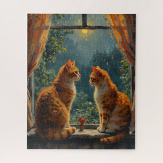 Puzzle Two ginger cats sitting in front of a window
