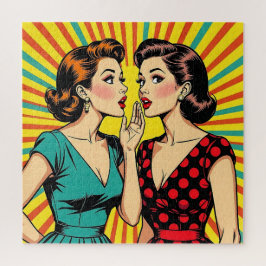 Puzzle Two Pop Art Women Telling a Secret 