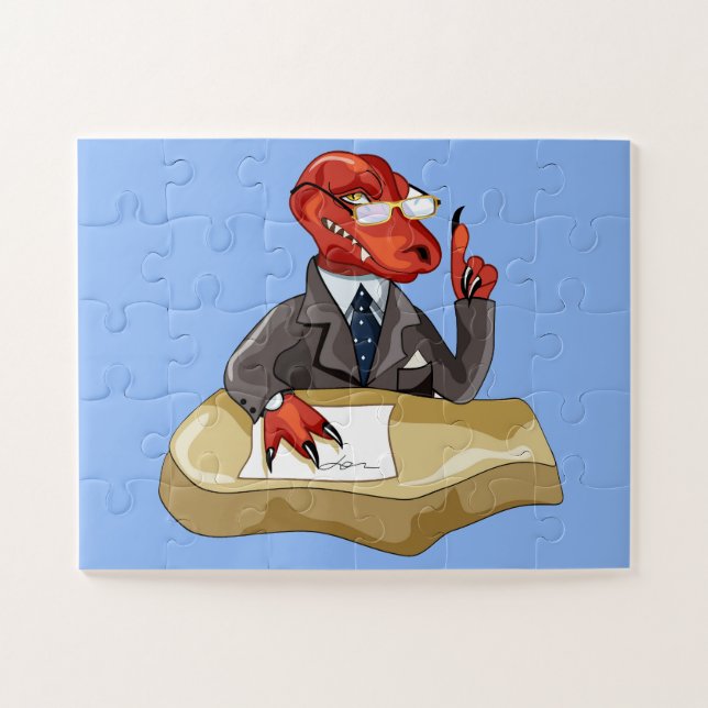 Puzzle Tyrannosaurus Rex Jefe Sentado En Un Escritorio. 2 (Horizontal)