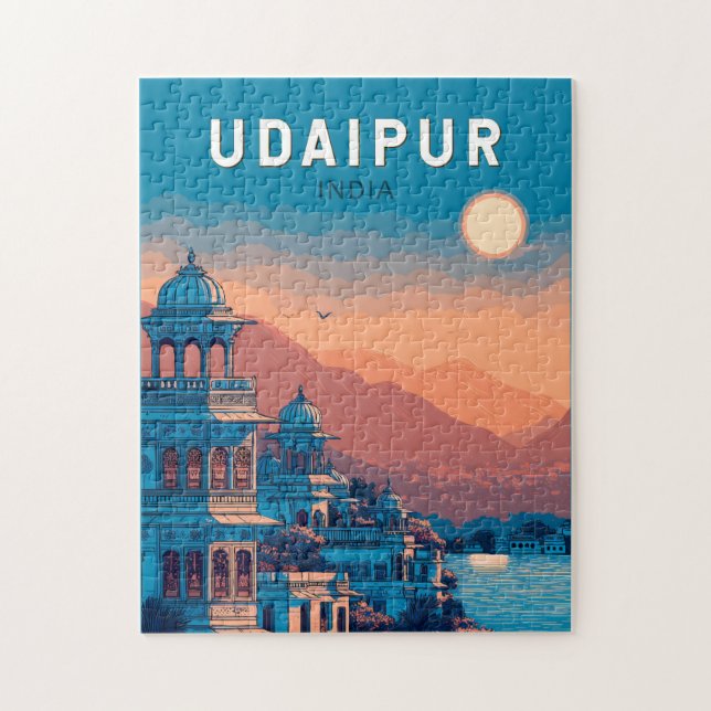 Puzzle Udaipur India Ilustracion Viaje al arte (Vertical)