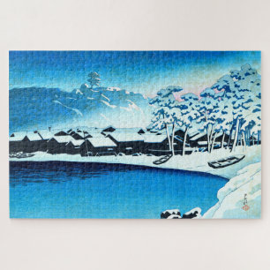 Puzzle ukiyoe [hasui] C28 Nieve del amanecer en el puerto