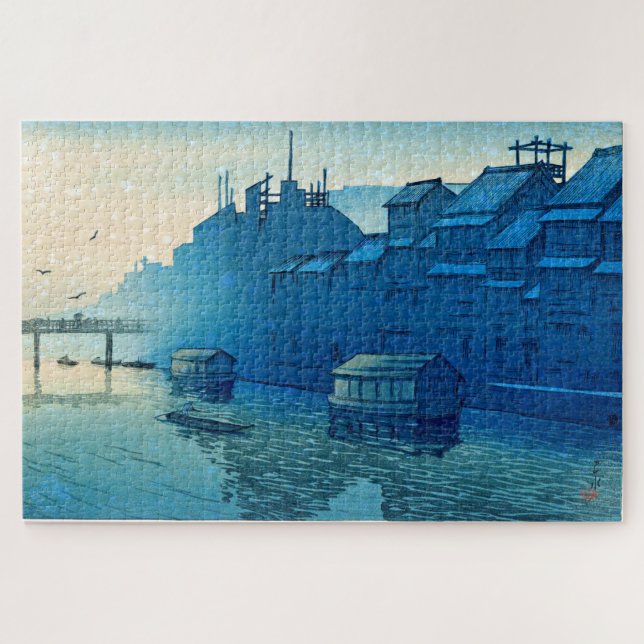 Puzzle ukiyoe [hasui] C29 mañana en Dotonbori, Osaka (Horizontal)