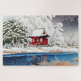 Puzzle ukiyoe - hasui - m06 - Nieve en la entrada del san