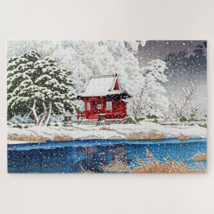 Puzzle ukiyoe - hasui - m06 - Nieve en la entrada del san