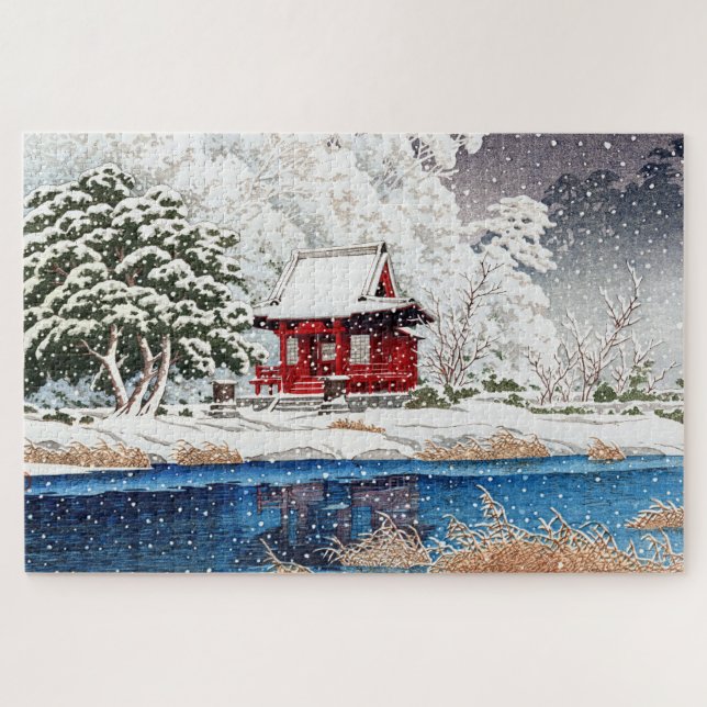 Puzzle ukiyoe - hasui - m06 - Nieve en la entrada del san (Horizontal)