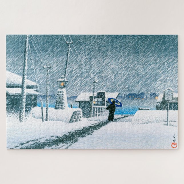 Puzzle ukiyoe - hasui - Nieve número 3 en Tsukishima - (Horizontal)