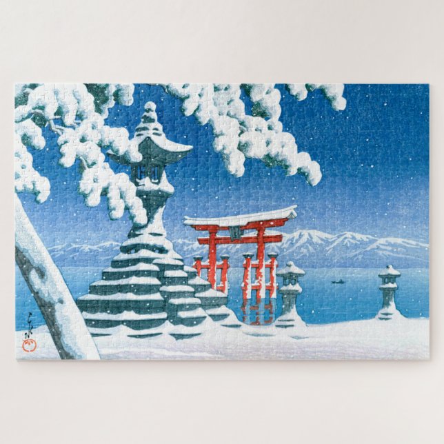 Puzzle ukiyoe - hasui - Nieve número 4 en Itsukushima - (Horizontal)