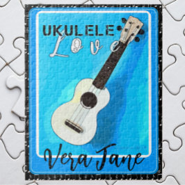 Puzzle Ukulele ama tonos azules con nombre