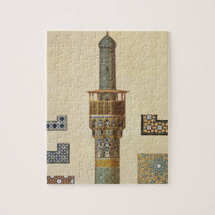 Puzzle Un alminar y detalles de cerámica de la mezquita