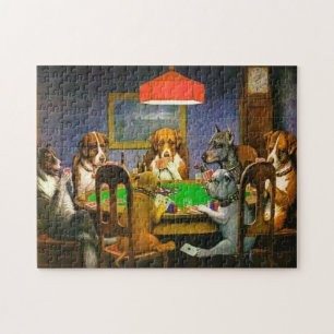 Puzzle Un amigo en necesidad Perros jugando póquer 1903