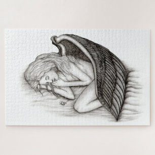 Puzzle Un ángel dormido, diseño blanco y negro