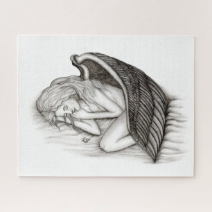 Puzzle Un ángel dormido, diseño blanco y negro