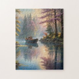 Puzzle Un barco viejo en un hermoso lugar aislado