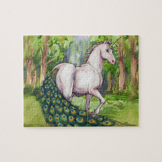 Puzzle Un bello pavo real unicornio (Horizontal)