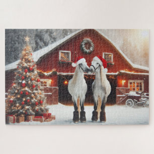 Puzzle Un beso de Navidades de dos caballos