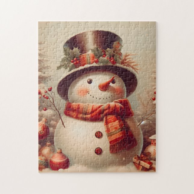 Puzzle  Un bonhomme de neige dans un paysage hivernal (Vertical)