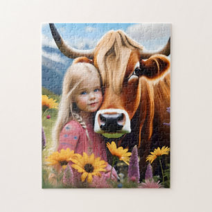Puzzle **"Un bono de las tierras altas: un niño y su vaca