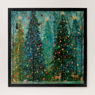 Puzzle Un bosque de Navidad de cuento de hadas encantado