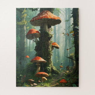 Puzzle un bosque mágico, hongos, un bosque místico, a