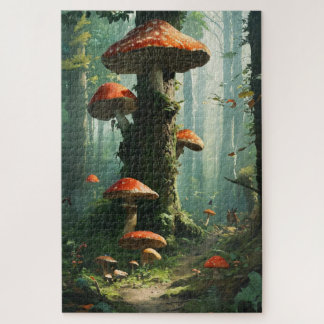 Puzzle un bosque mágico, hongos, un bosque místico, a
