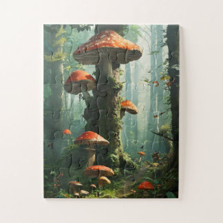 Puzzle un bosque mágico, hongos, un bosque místico, a