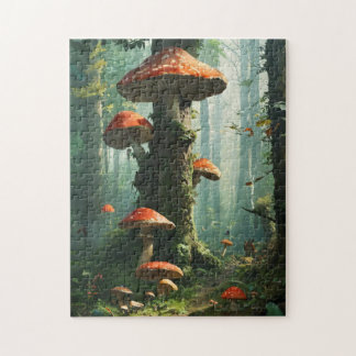 Puzzle un bosque mágico, hongos, un bosque místico, a