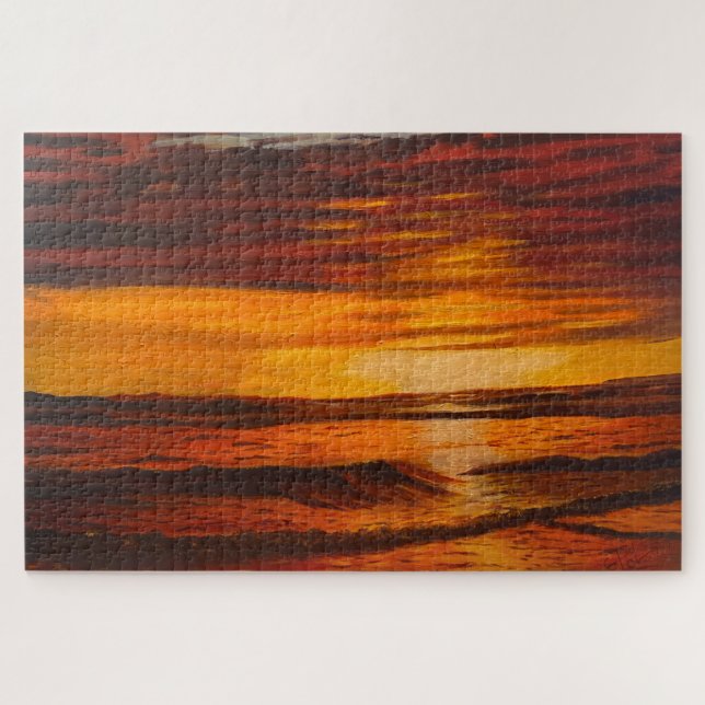 Puzzle Un Brillante Atardecer Naranja, Por Gary Poling (Horizontal)