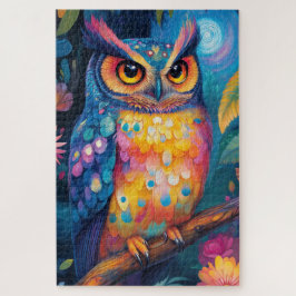 Puzzle Un búho encaramado en una rama de árbol