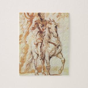 Puzzle Un caballero montado en armadura (pluma y tinta en