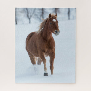 Puzzle Un caballo corriendo en la nieve