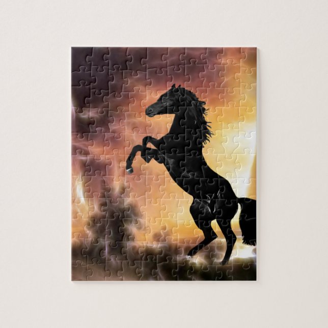 Puzzle Un caballo de Stallion frisón criando (Vertical)