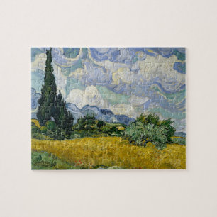 Puzzle Un campo de batalla con cipreses Van Gogh