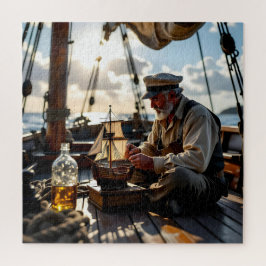 Puzzle Un capitán construyendo un barco en una botella